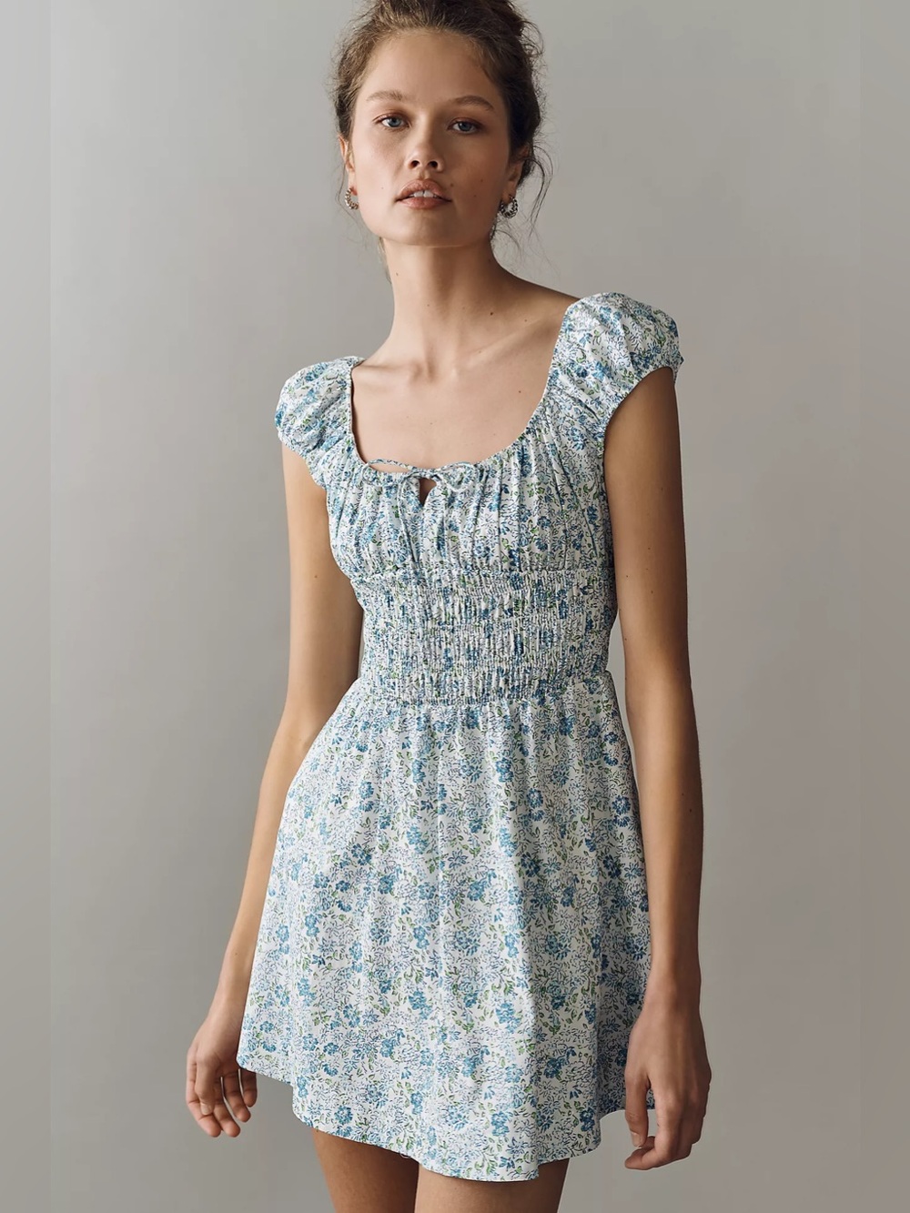By Anthropologie Cotton Smocked Mini Dress – Size S